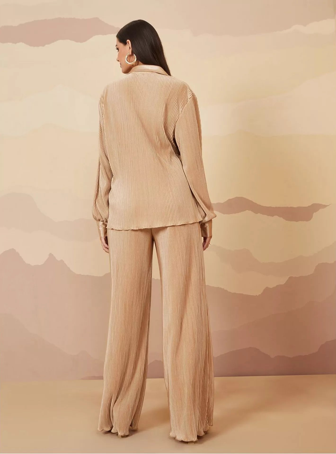 LUXURY PLEATED SILK CORDS SET FOR WOMEN