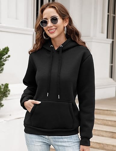 Womens Black Basic Over The Head Hoodie
