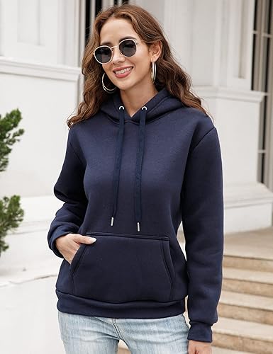 Womens Basic Navy Over The Head Hoodie