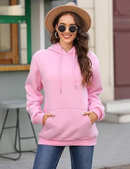 Womens Pink Basic Over The Head Hoodie