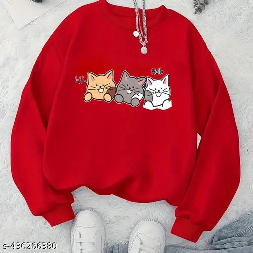 Womens Cute Kittens Printed Sweatshirt
