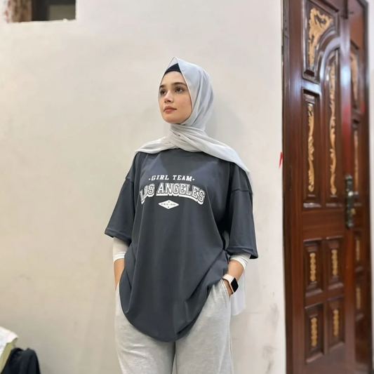 WOMENS STEEL GREY OVERSIZED DROP SHOULDER TSHIRT AND CARGO WIDE LEG TROUSER COORD