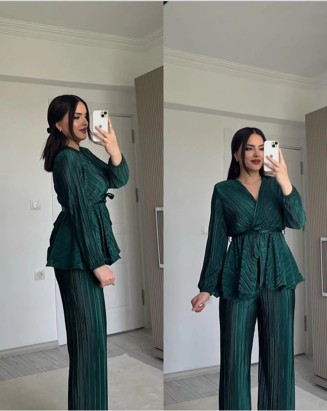 LUXURY PLEATED SILK CORDS SET FOR WOMEN