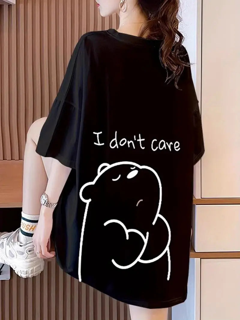 I Don’t Care Bear" Oversized Graphic T-Shirt