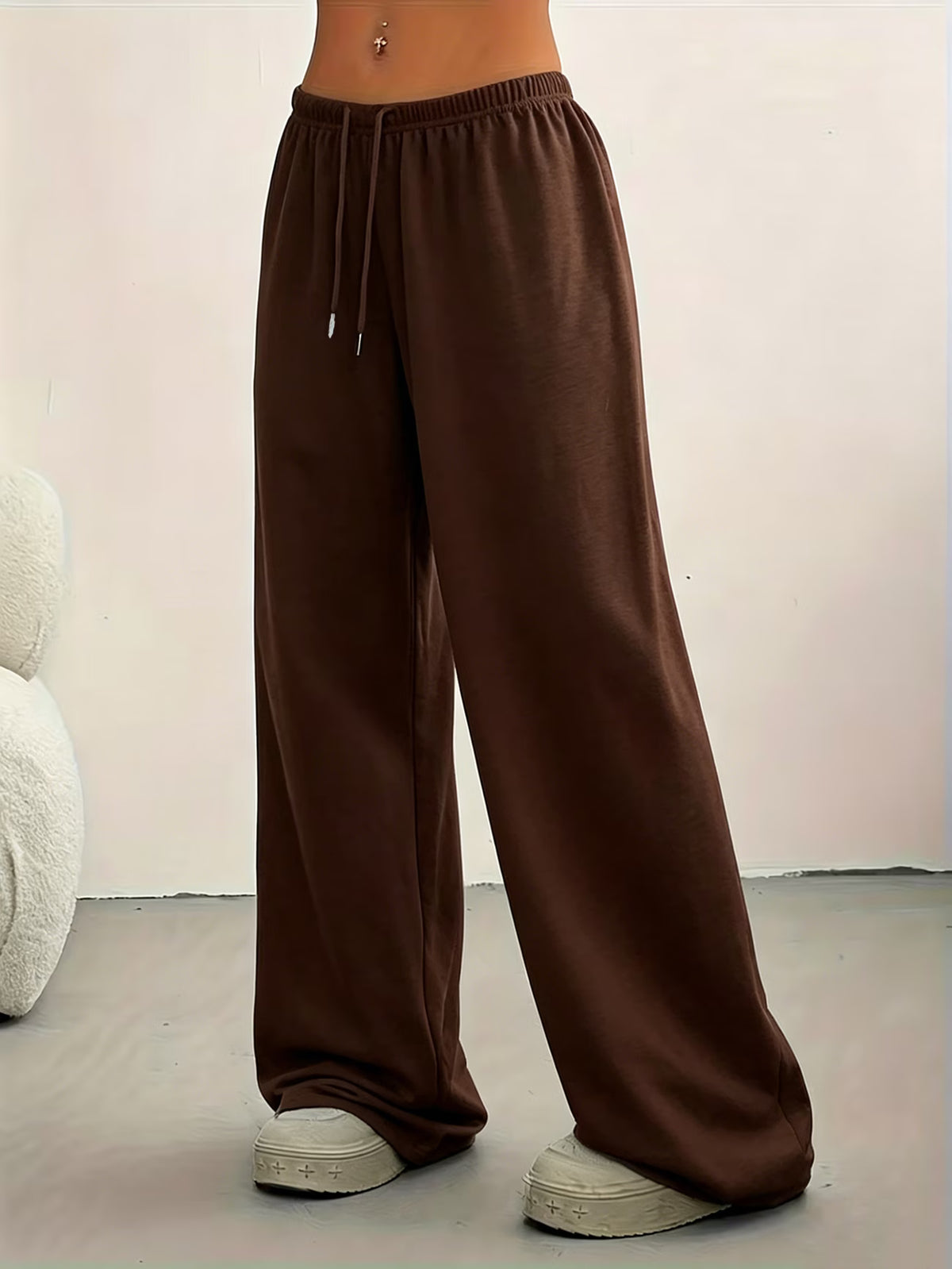 Womens Brown Relaxed Fit Wide-Leg Baggy Trouser