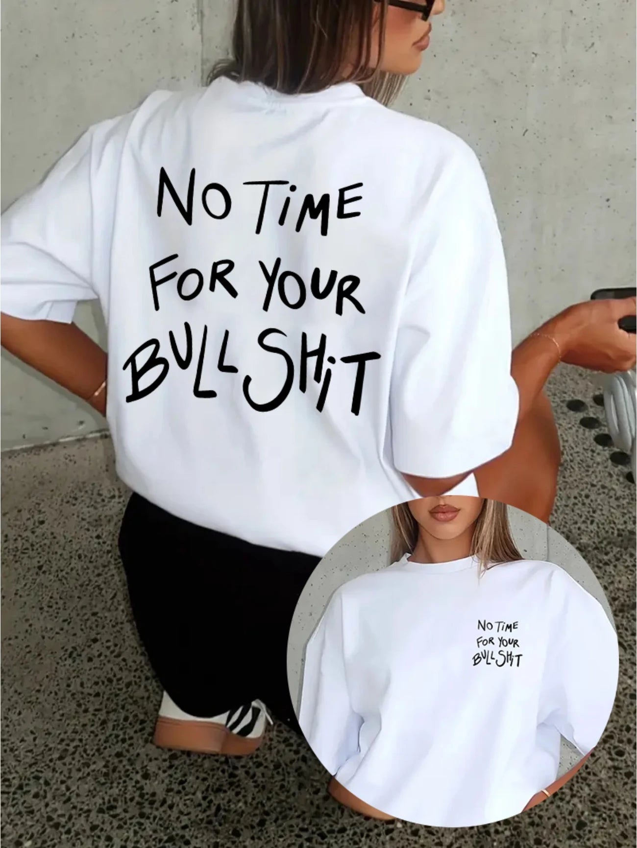 Zero Patience – No Time For Bullshit Oversized Tee