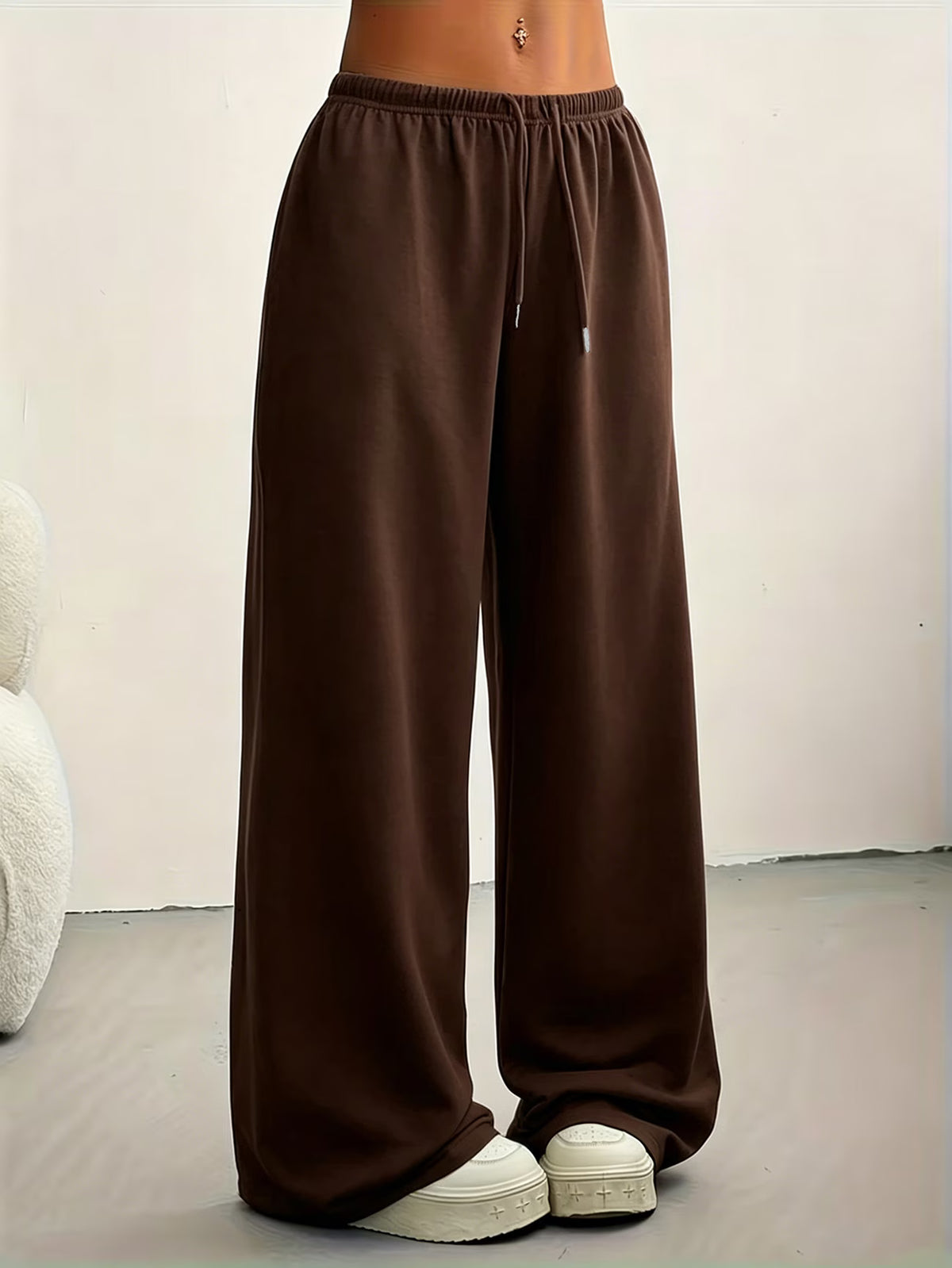 Womens Brown Relaxed Fit Wide-Leg Baggy Trouser