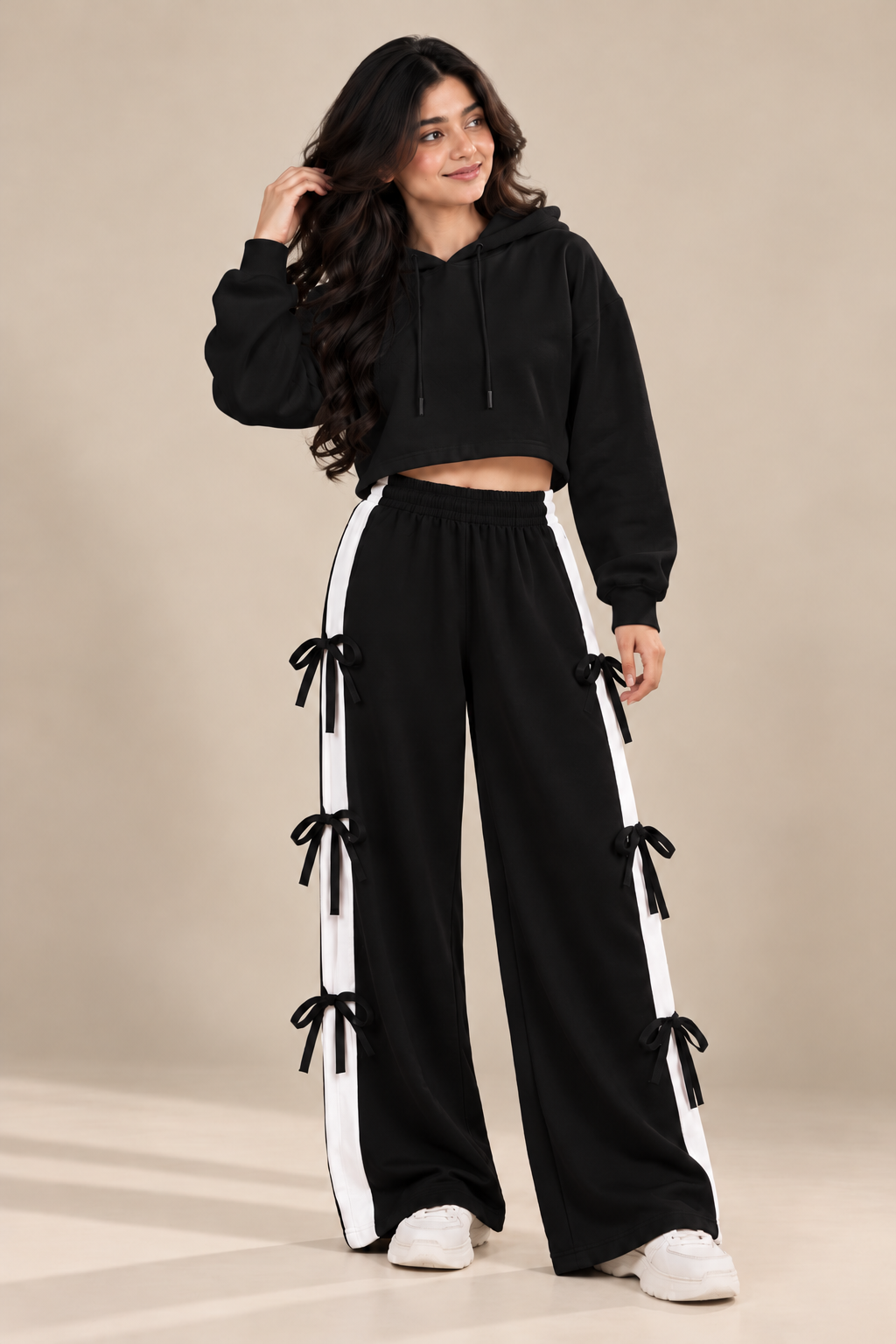 Street Chic Crop Hoodie & Trouser Two-Piece Set