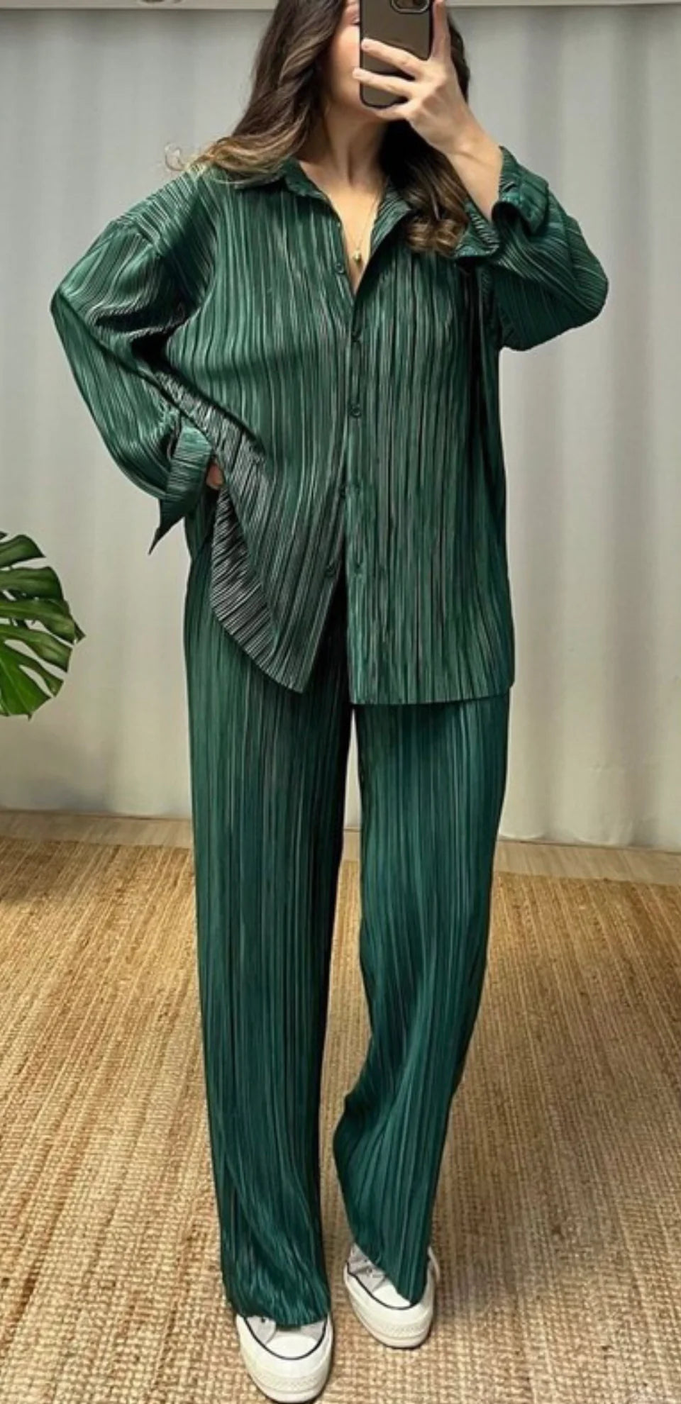 LUXURY PLEATED SILK CORDS SET FOR WOMEN