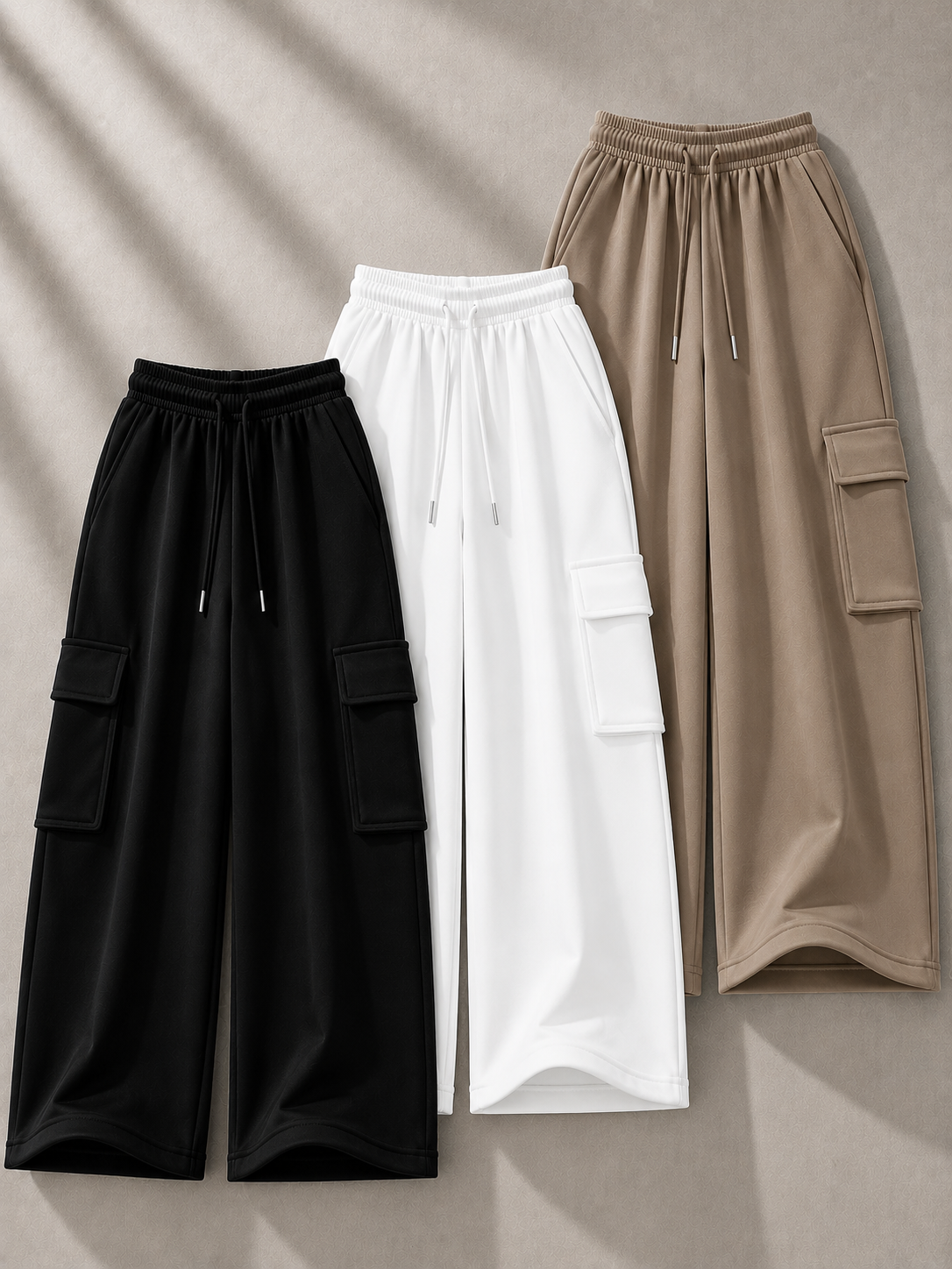 Pack of 3 Wide Leg Cargo Trousers - Baggy Relaxed Fit (Limited Time Offer)
