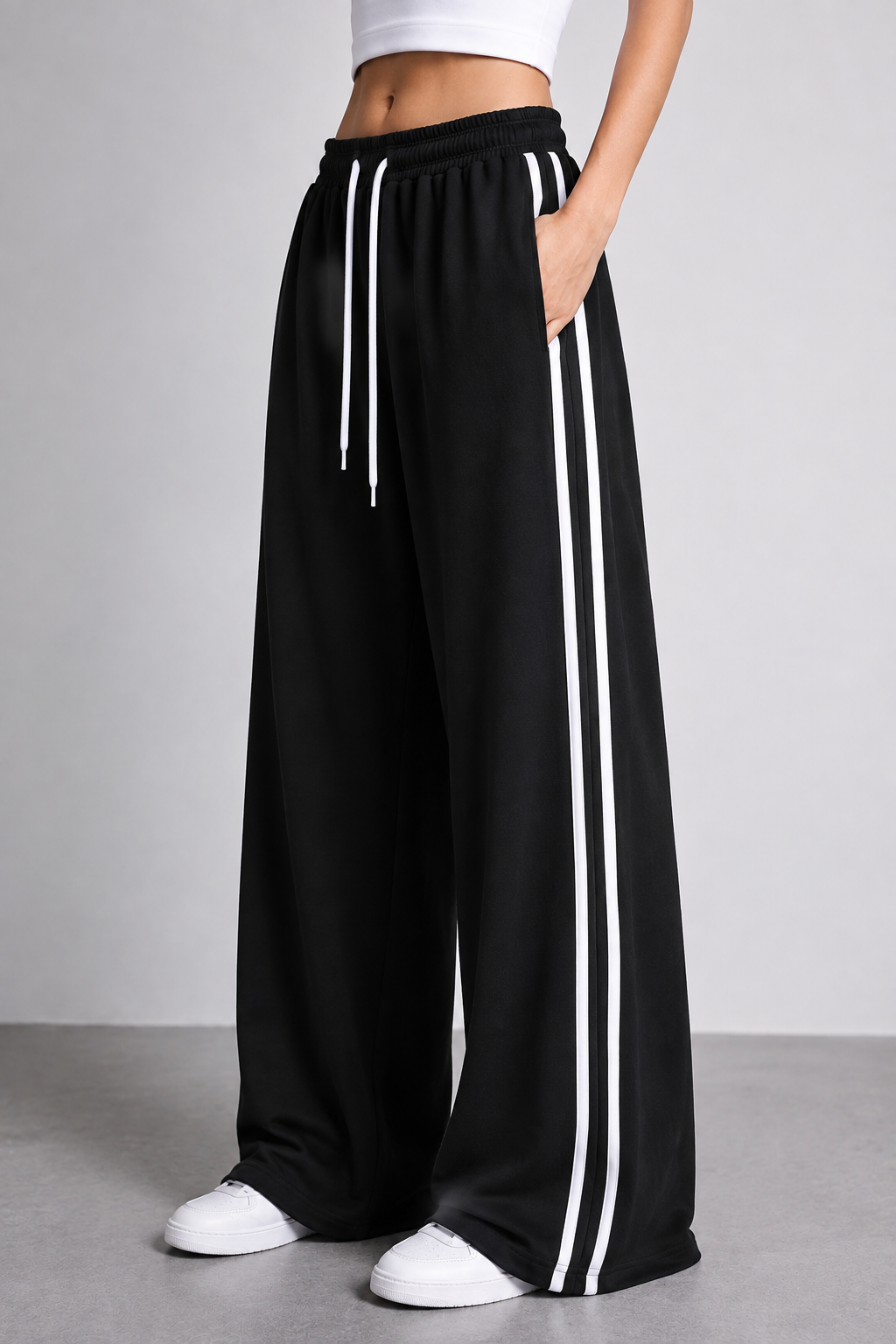 Women's Baggy Double-Stripe Wide-Leg Trousers