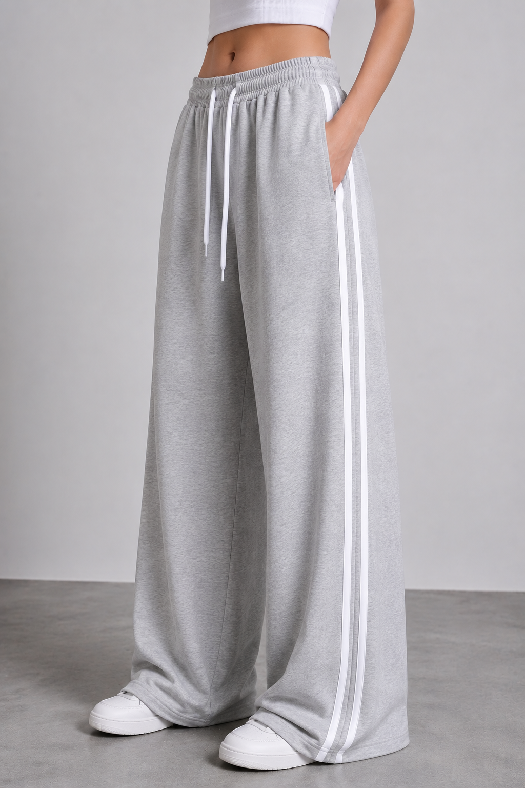 Women's Baggy Double-Stripe Wide-Leg Trousers