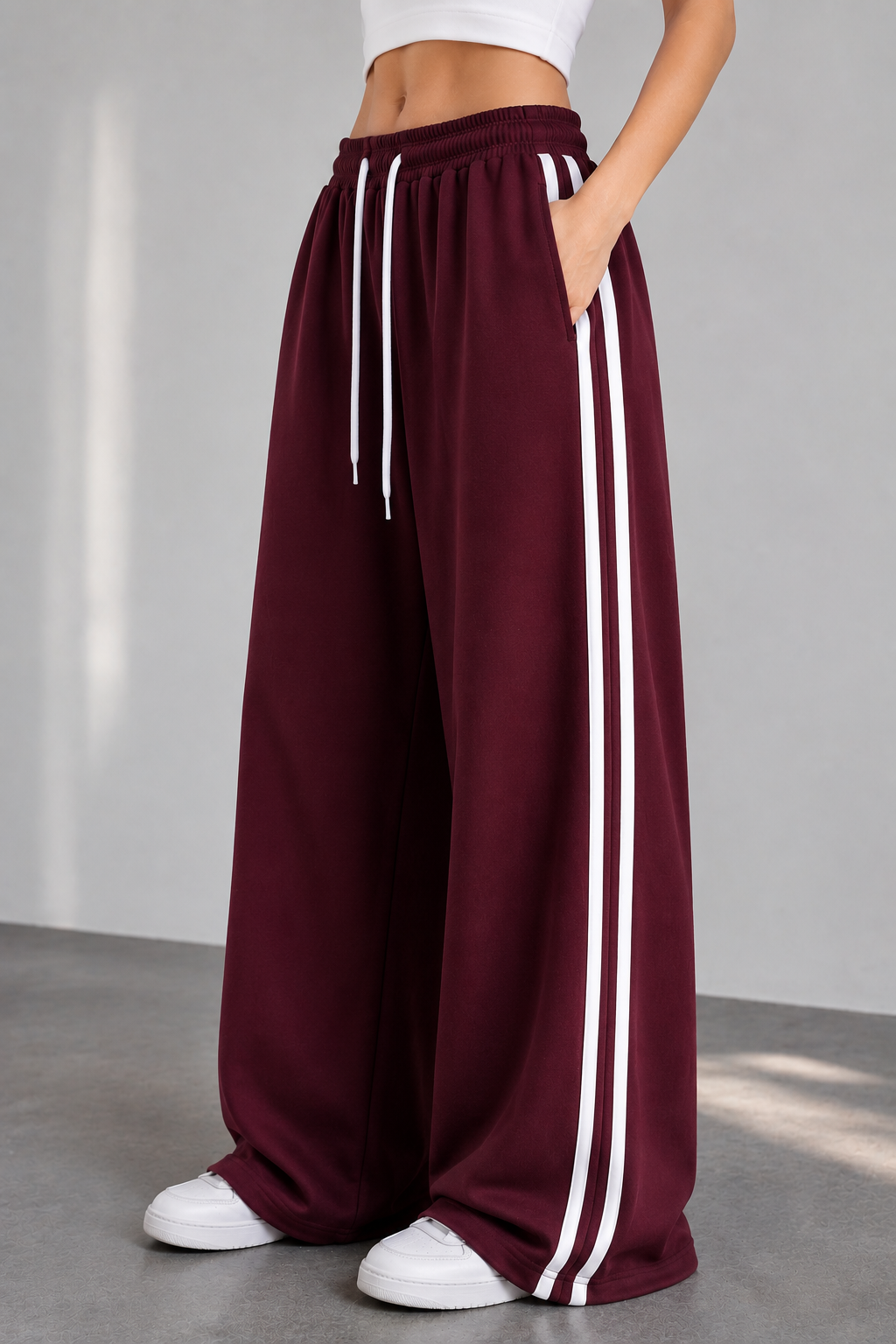 Women's Baggy Double-Stripe Wide-Leg Trousers