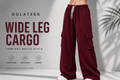 Maroon Wide Leg Flap Pocket Cargo Trousers – Relaxed Baggy Fit