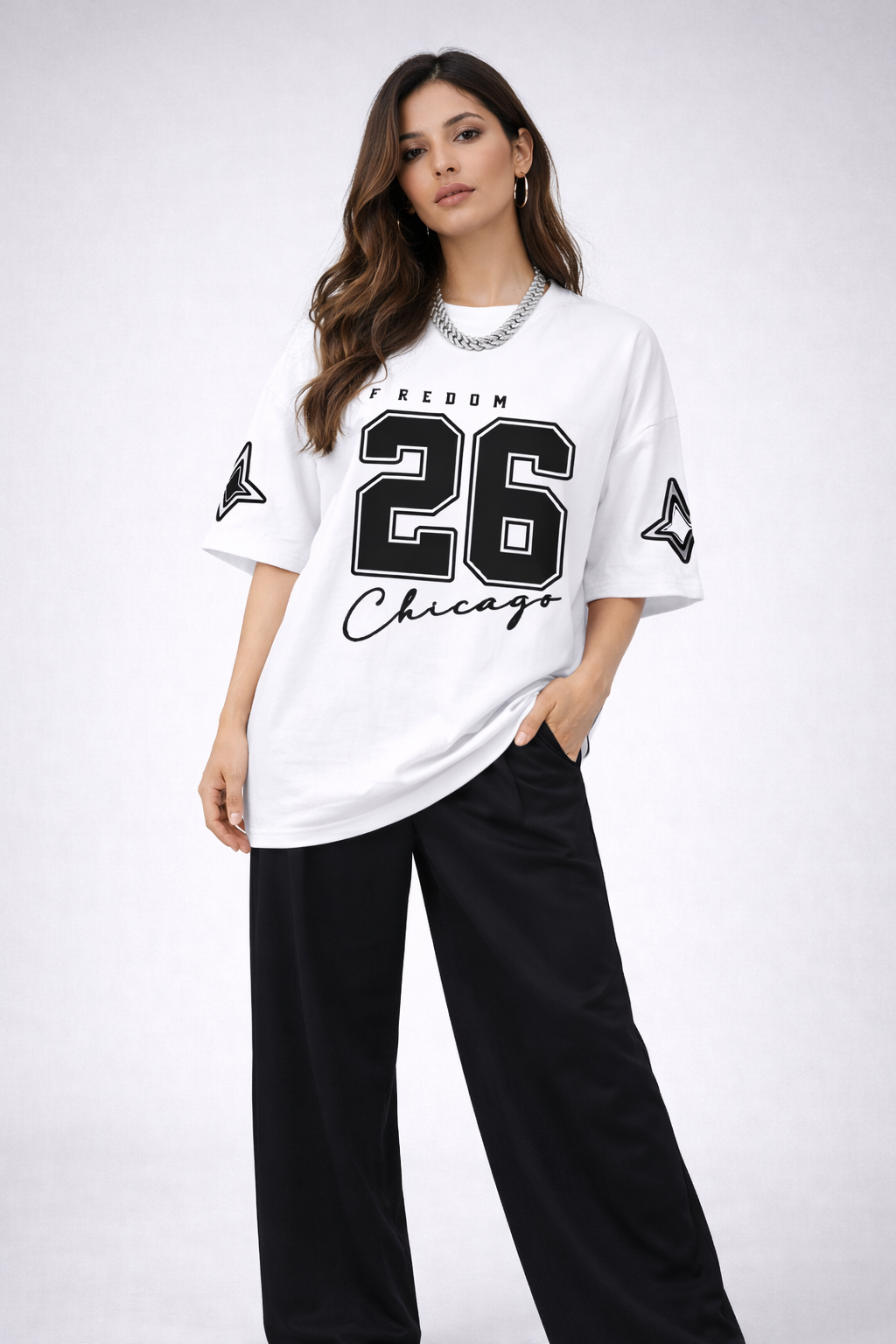 Chicago 26 – Trendy Oversized T-Shirt & Wide Leg Pants Set