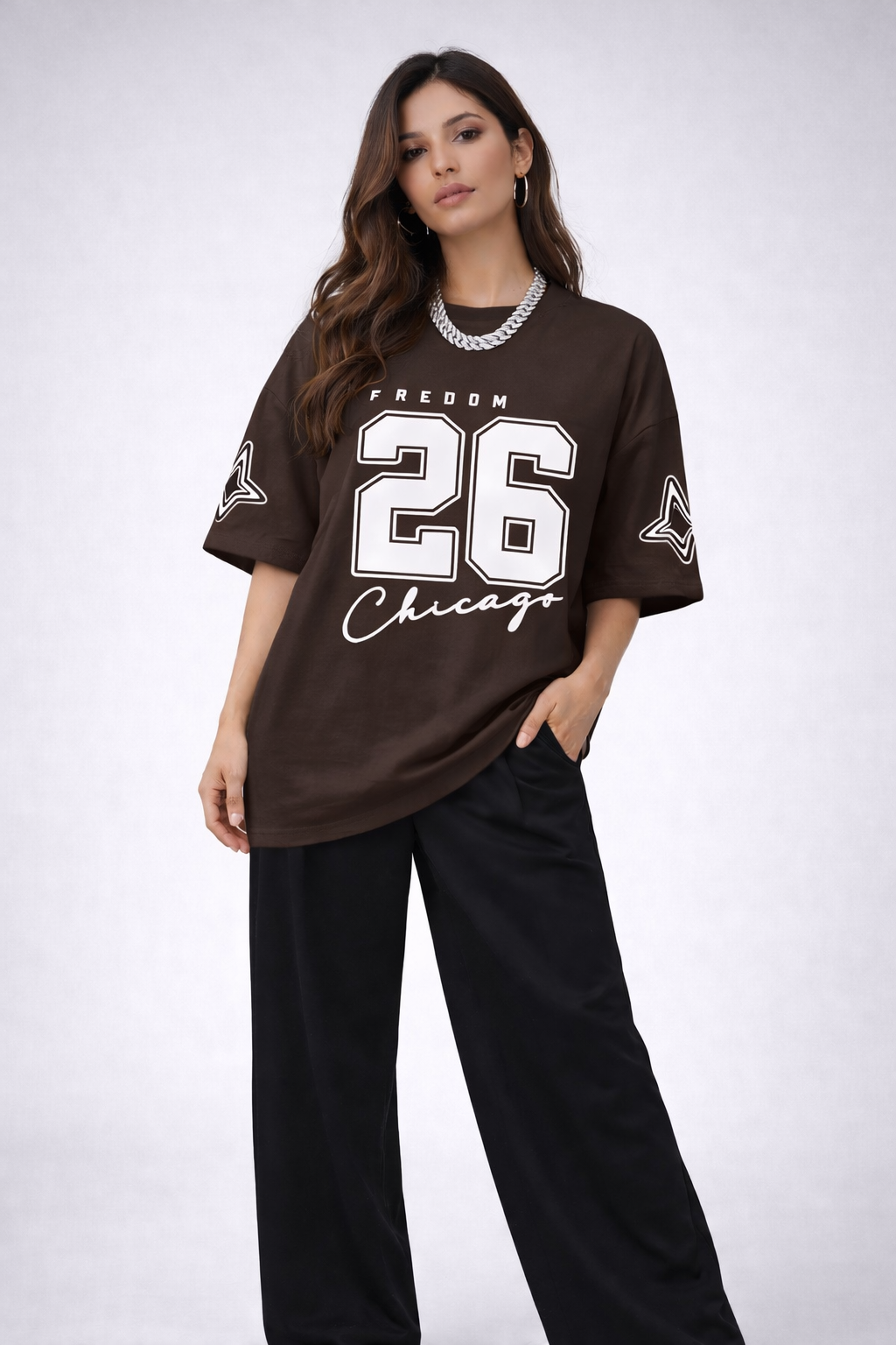 Chicago 26 – Trendy Oversized T-Shirt & Wide Leg Pants Set