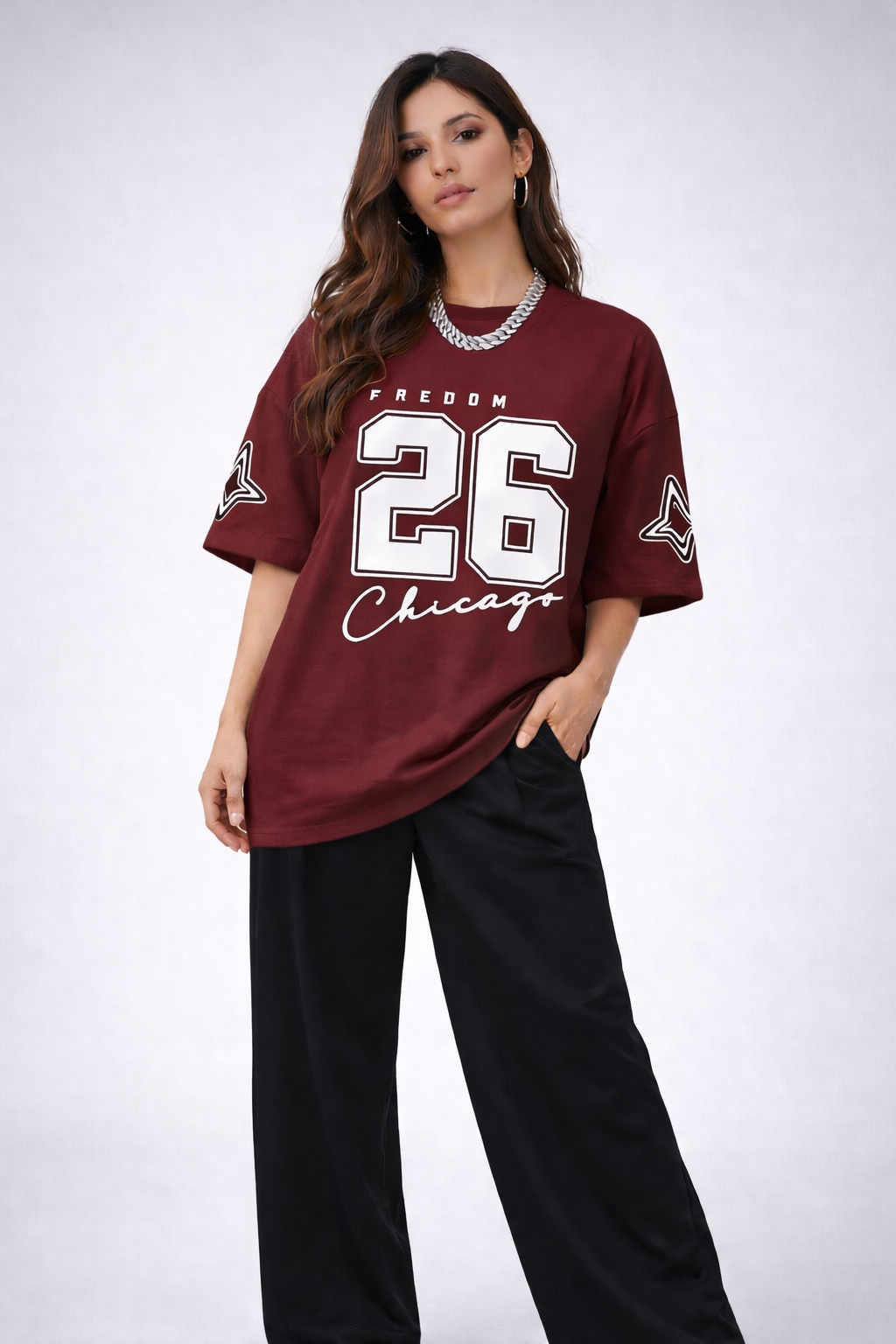 Chicago 26 – Trendy Oversized T-Shirt & Wide Leg Pants Set