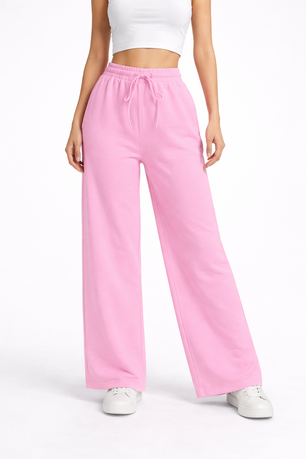 Pink  Plain Wide-Leg Summer Trousers