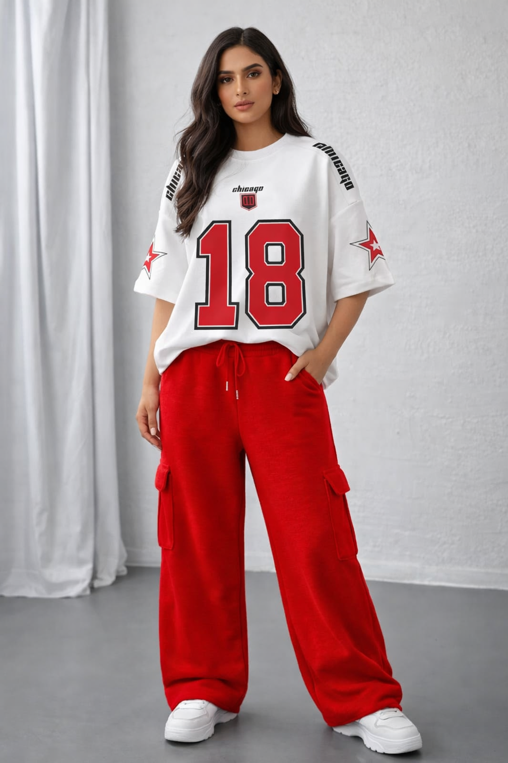 Red Crush Chicago - 18 Oversized Tee & Cargo Set