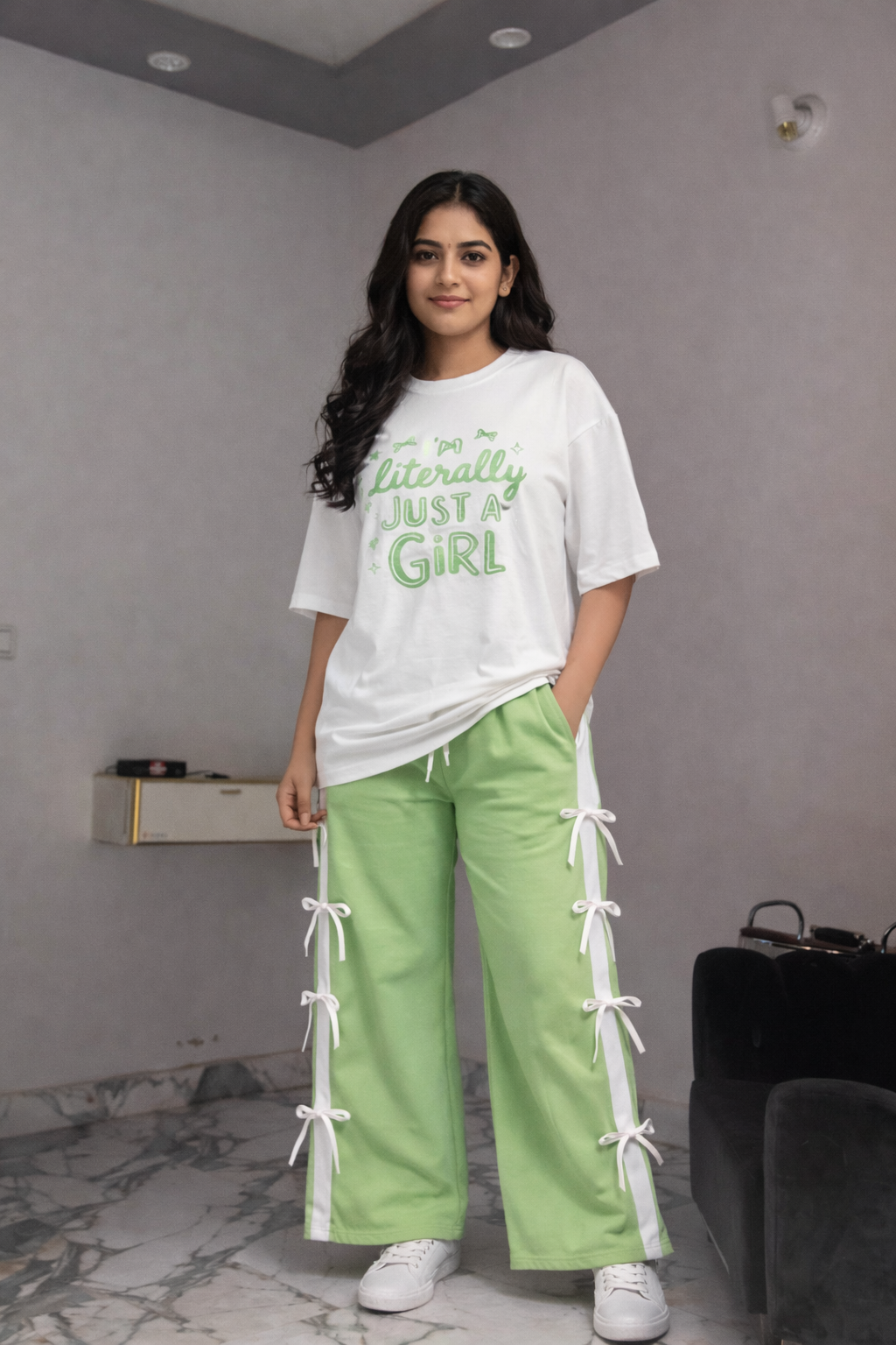 Minty Fresh Streetwear – Oversized Tee & Tie-Side Pants