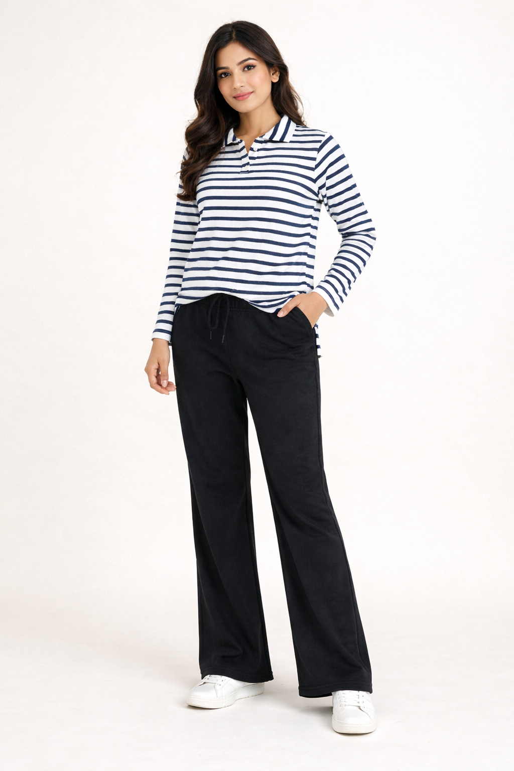 Black Stripe Co-Ord Set with Bell Bottom Pants