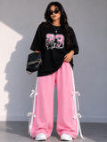 23 Star Graphic Oversized T-Shirt & Pink Ribbon Wide-Leg Trouser Co-Ord Set