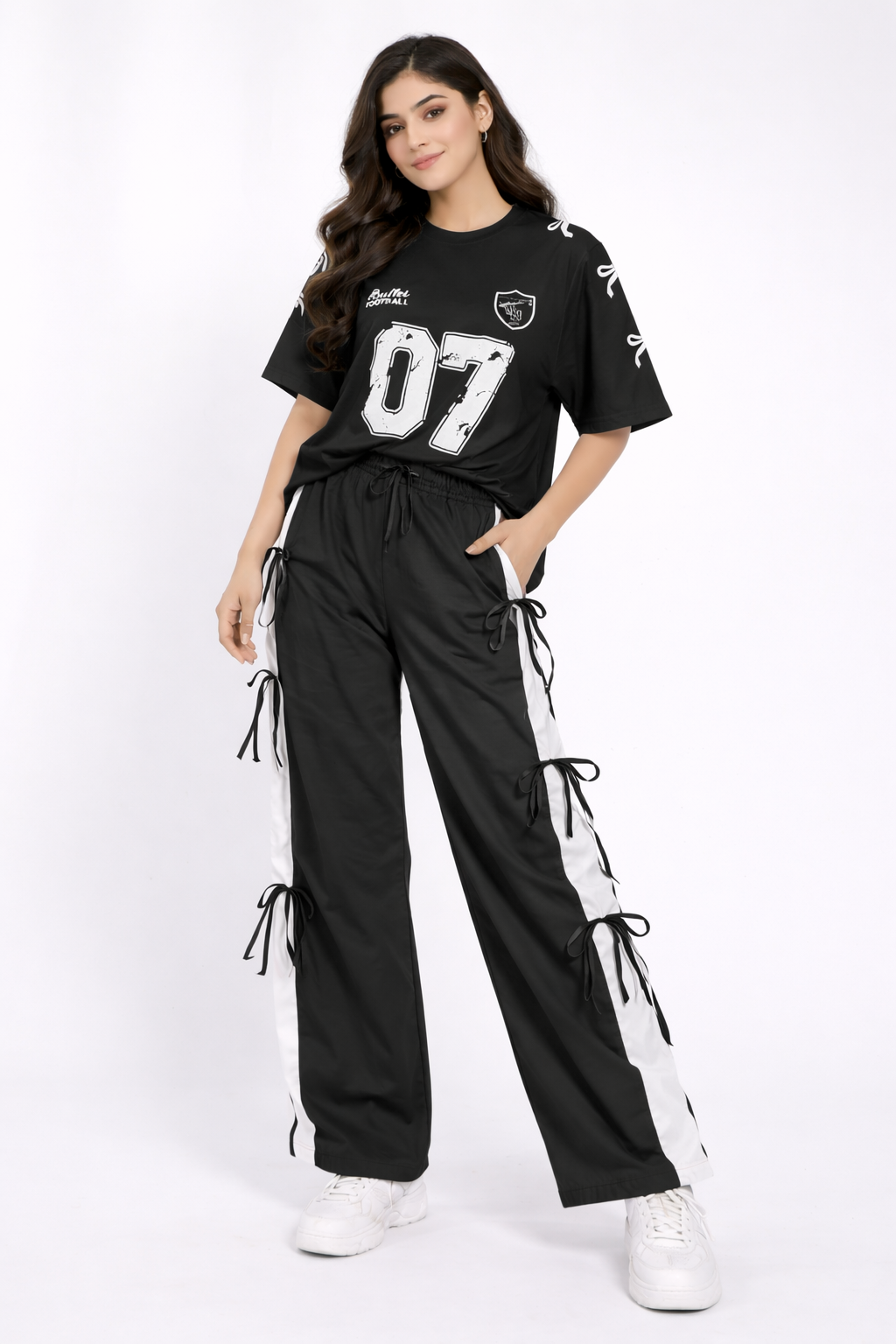 Black 07 Graphic Oversized Lounge Co-Ord
