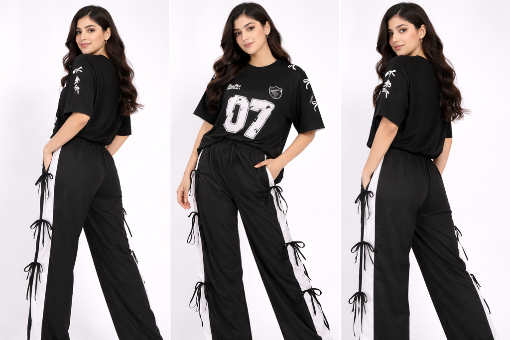 Black 07 Graphic Oversized Lounge Co-Ord
