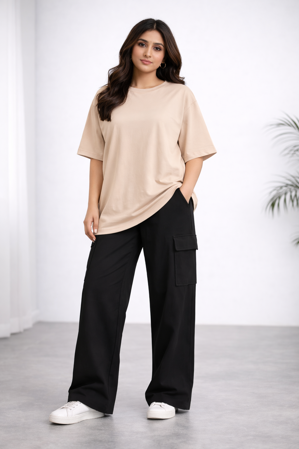 The Signature Oversized Tshirt & Black Cargo Trouser Set
