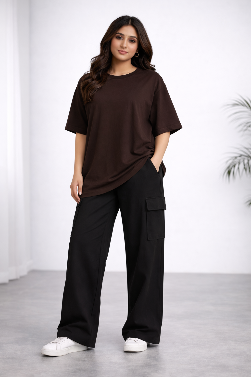 The Signature Oversized Tshirt & Black Cargo Trouser Set