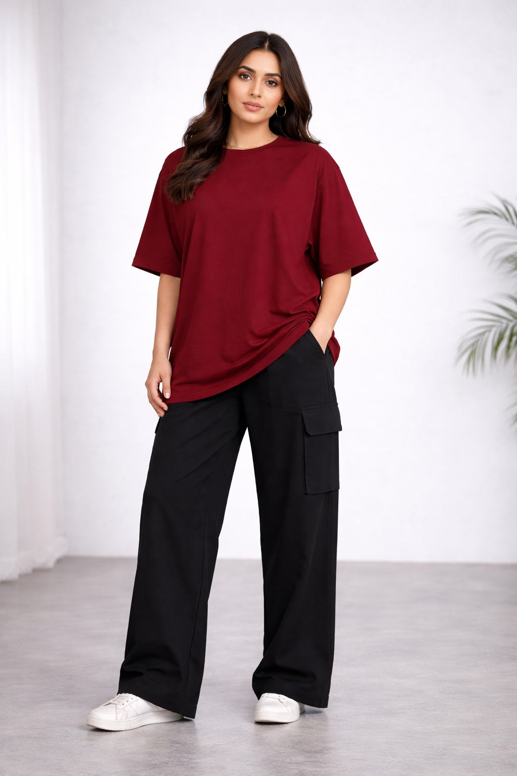 The Signature Oversized Tshirt & Black Cargo Trouser Set