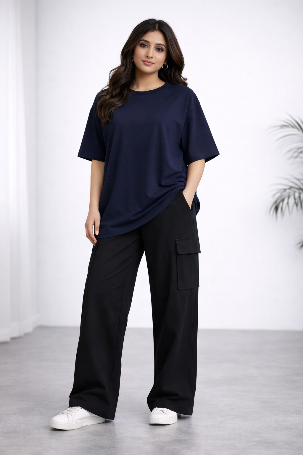 The Signature Oversized Tshirt & Black Cargo Trouser Set