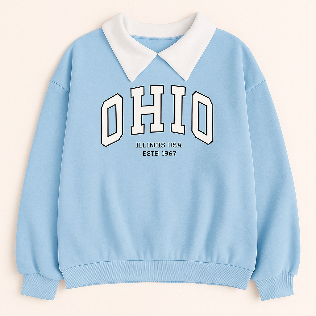 Vintage Ohio Oversized Sweatshirt – Preppy Collar Edition -