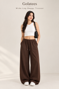 Womens Brown Relaxed Fit Wide-Leg Baggy Trouser