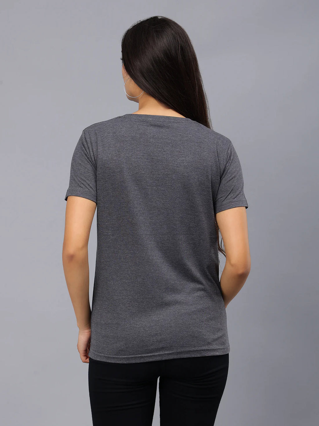 Womens Charcoal Round Neck Tshirt
