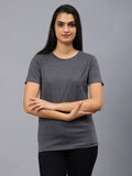 Womens Charcoal Round Neck Tshirt