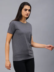 Womens Charcoal Round Neck Tshirt