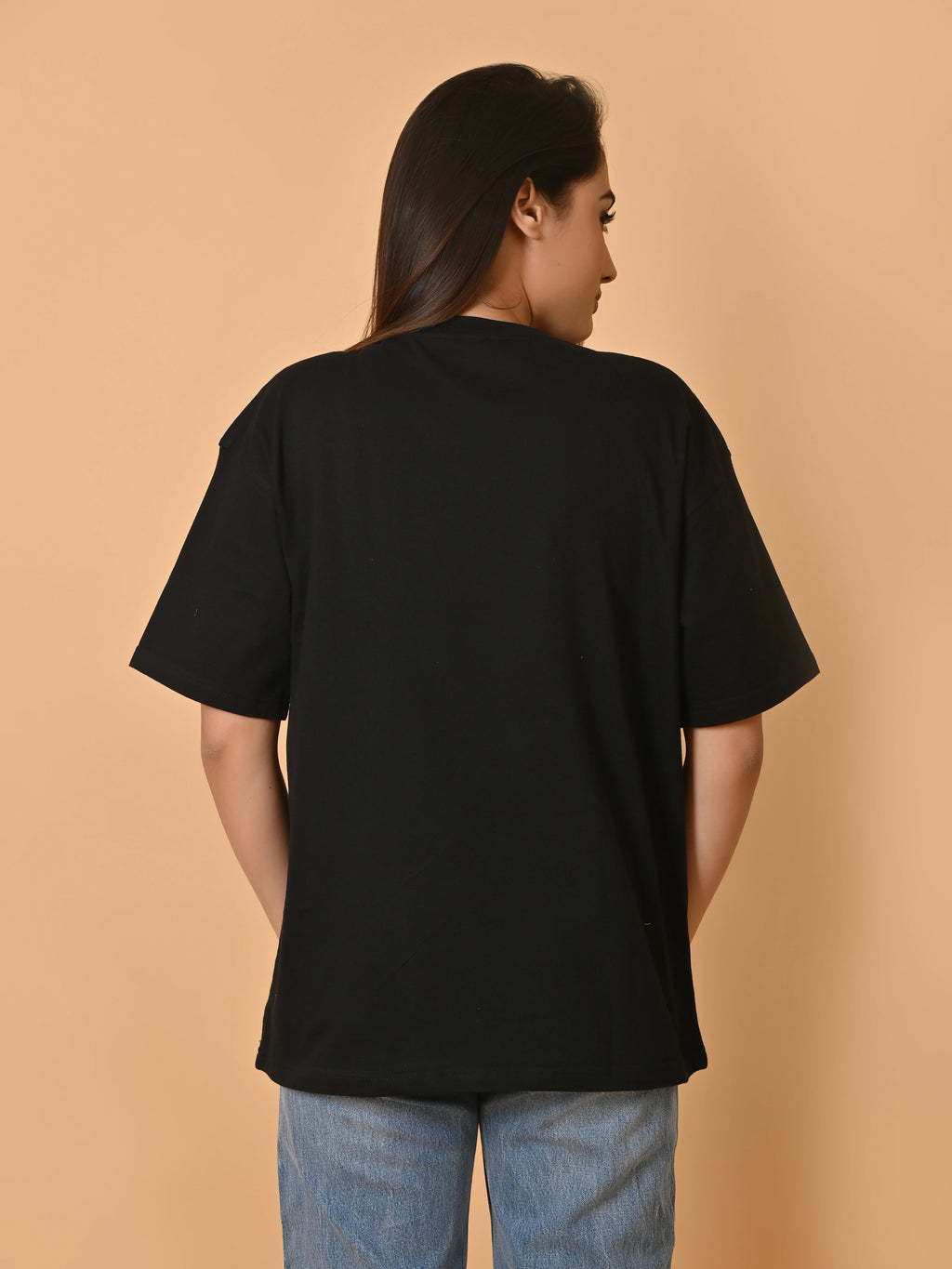 Womens Black Trendy Oversized Tshirt