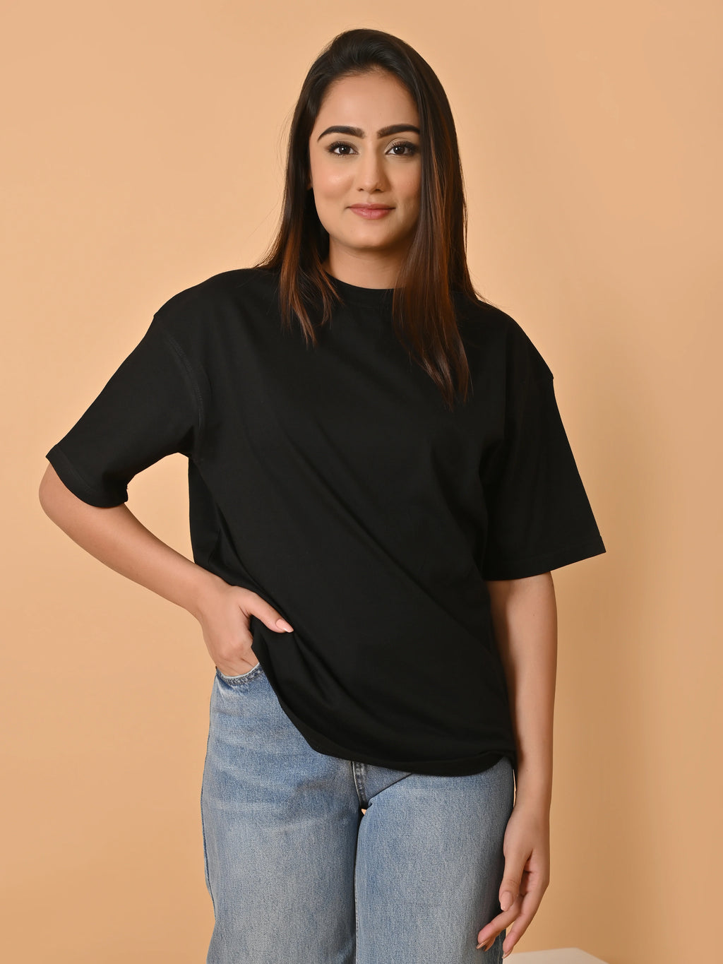 Womens Black Trendy Oversized Tshirt