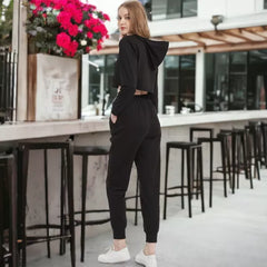 Womens Essential Black Crop Hoodie