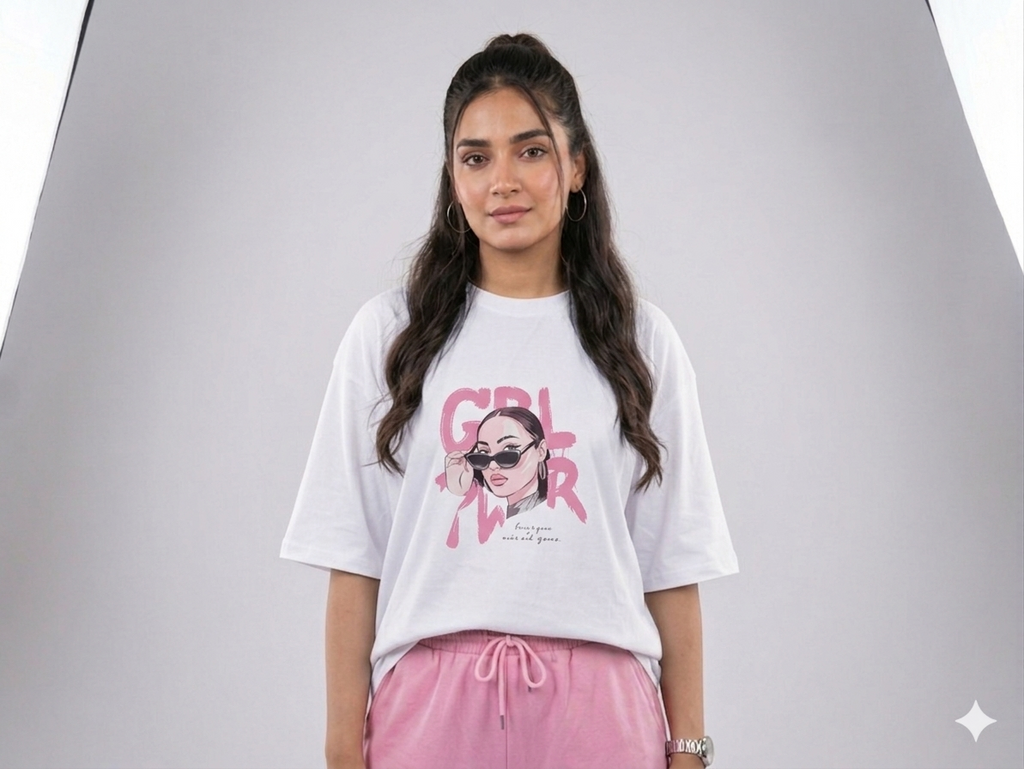 The "Girl Power" Statement Set – Oversized Tee & Wide-Leg Cargo