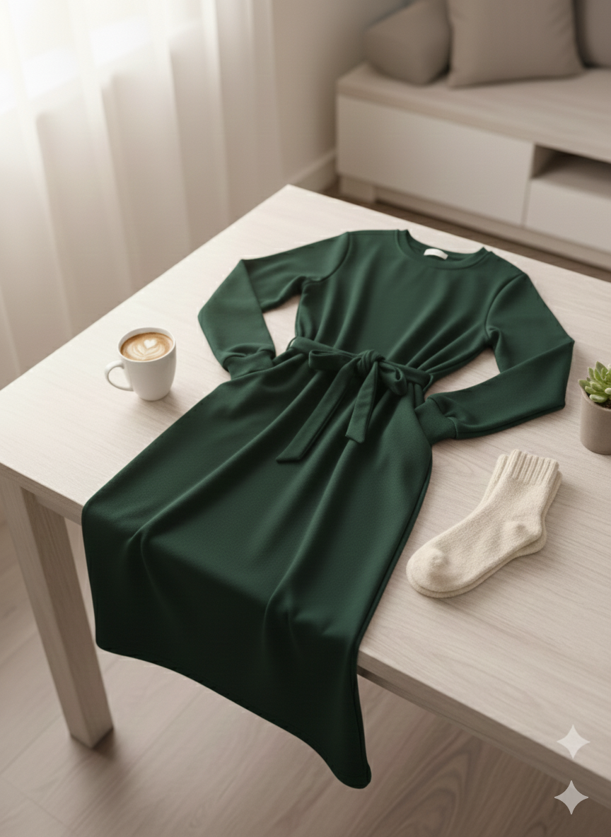 All-Day Comfort Belted Long Sweatshirt