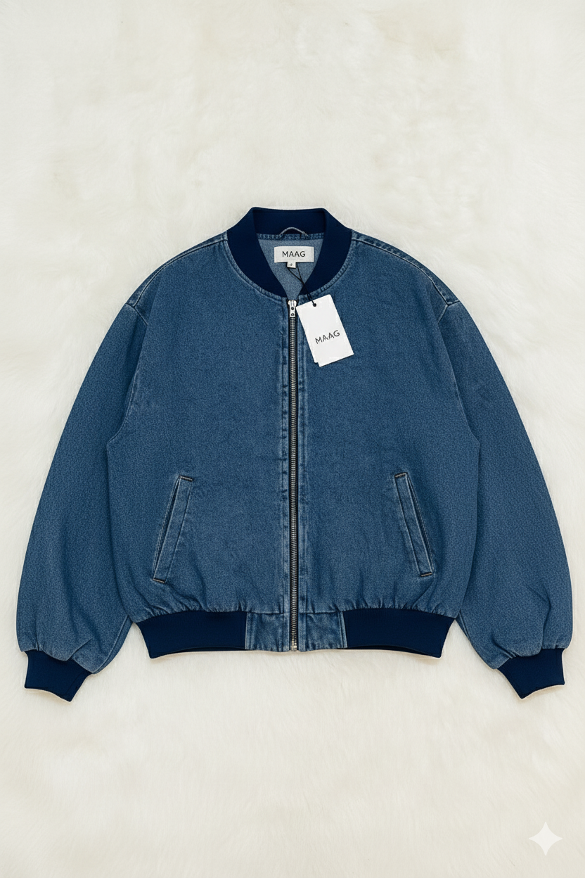 Womens Denim Dream Oversized Bomber Jacket