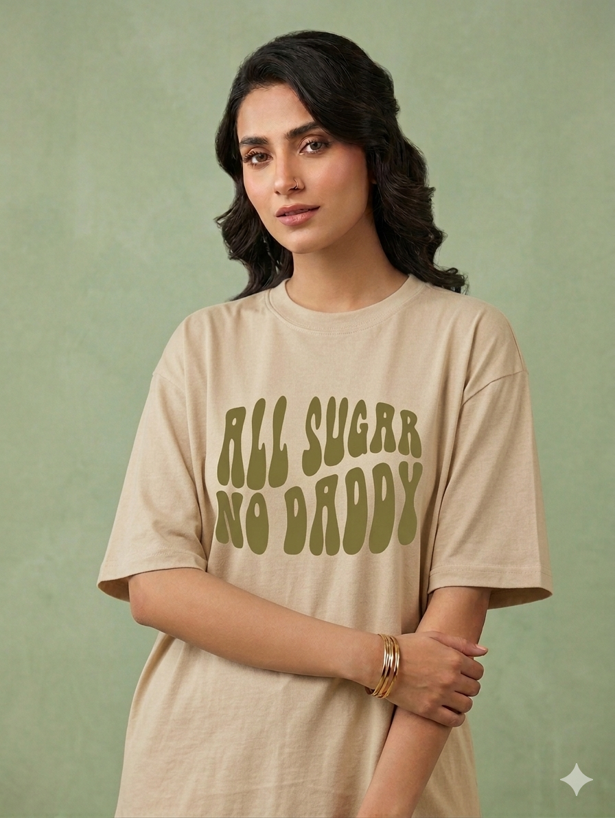 "All Sugar No Daddy" Oversized Graphic Tee – Bold Statement Streetwear