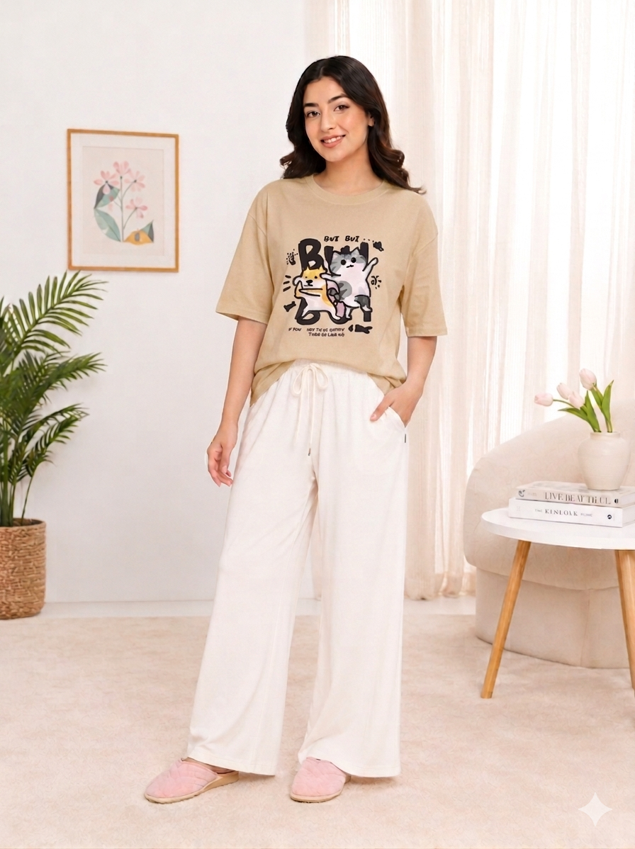 Kawaii Cat Graphic Coord Set - Bui Bui