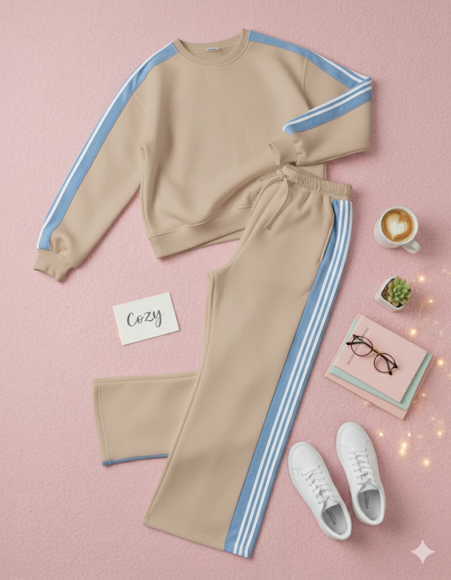 Cloudline Oversized Fleece Striped Tracksuit
