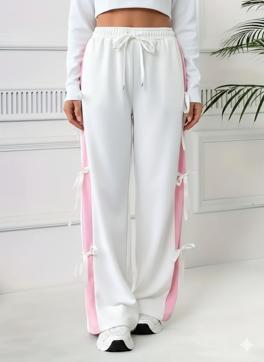 Cute Summer Wide-Leg Trousers with Side Bow Details