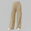 Women Beige Flap Pocket Cargo Trousers