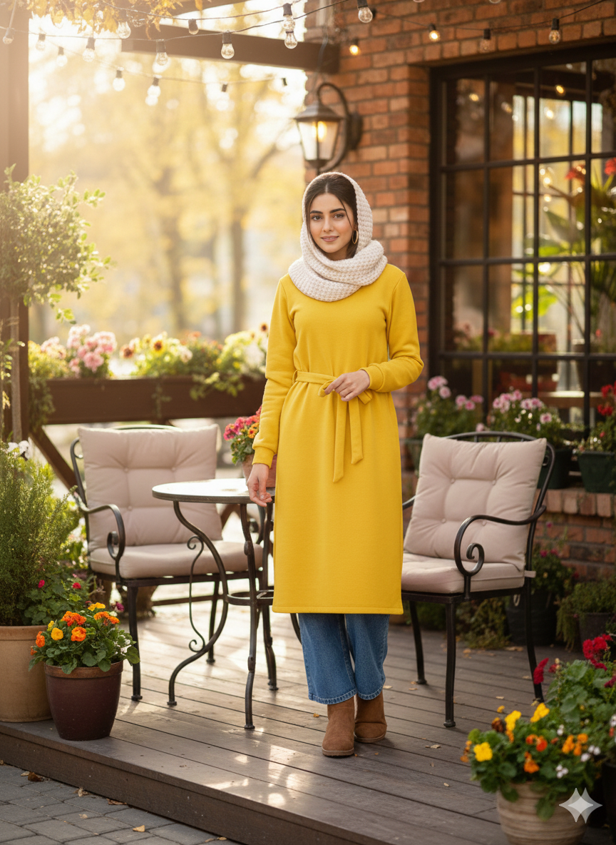 All-Day Comfort Belted Long Sweatshirt