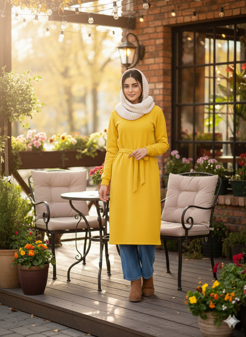 All-Day Comfort Belted Long Sweatshirt